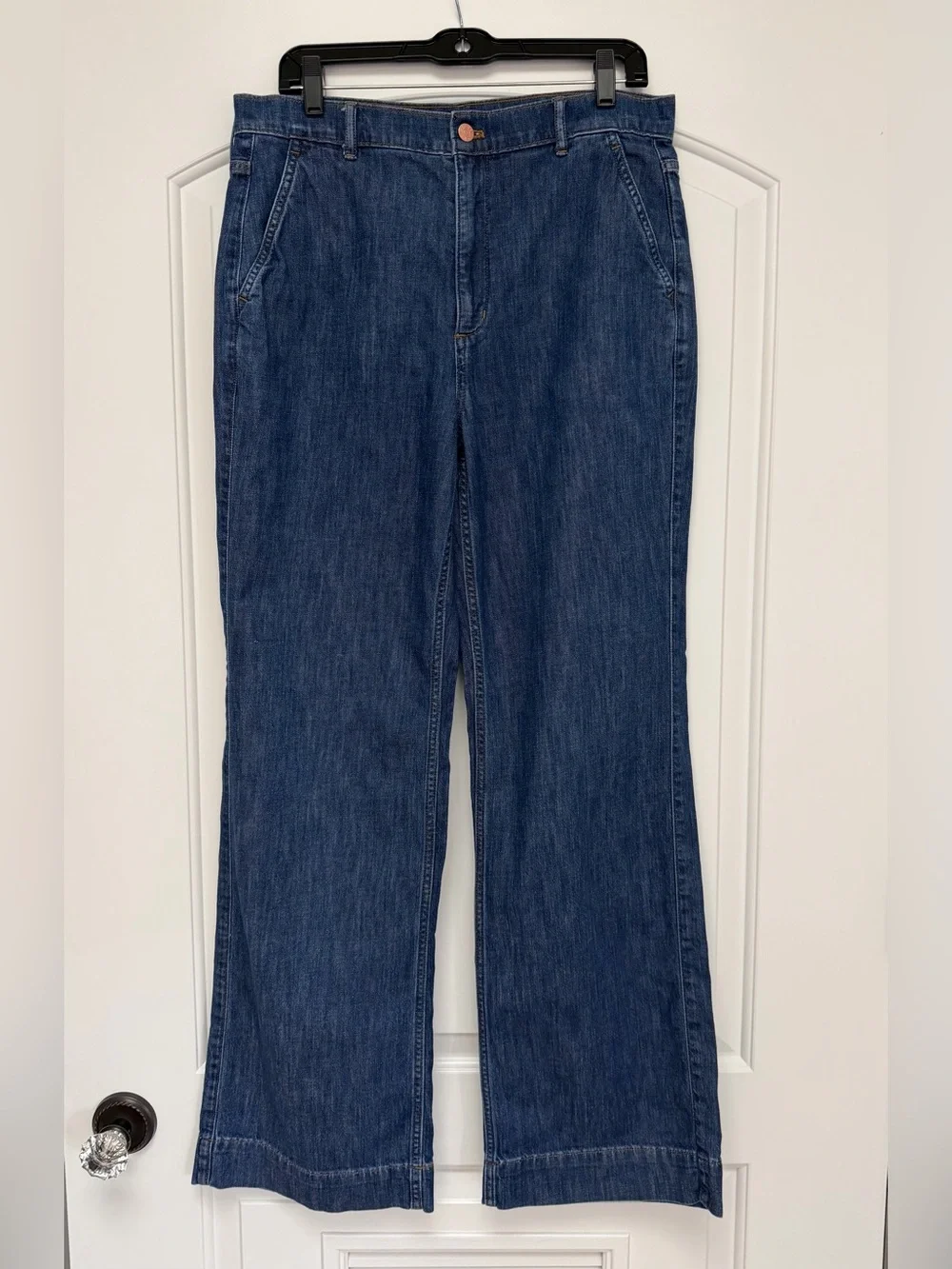 J.Crew Factory Denim Trouser Pant in Coastal Navy Wash Size 30 Tall VGUC - Picture 2 of 6